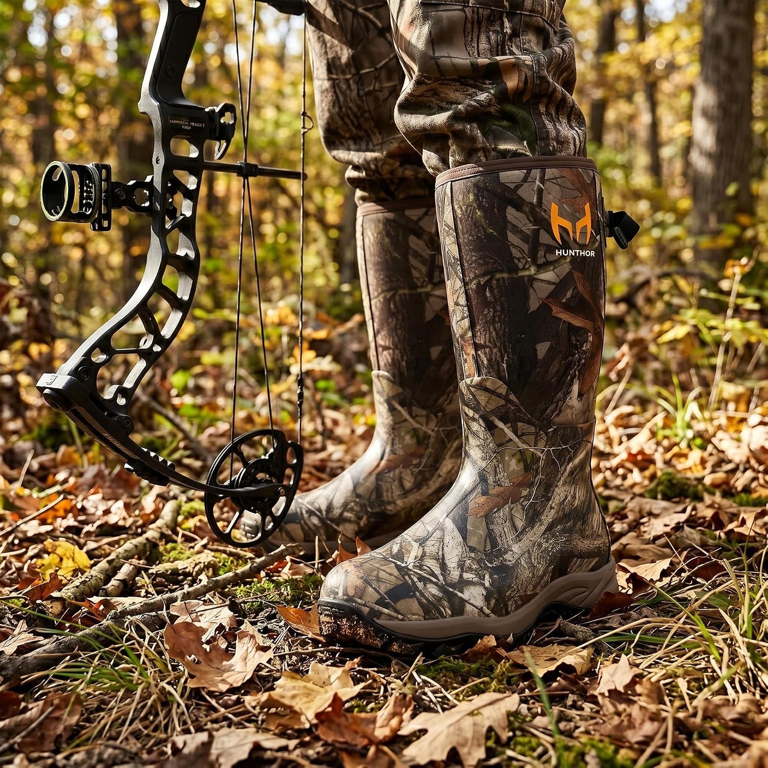 Hunting Boots for Men, Waterproof Insulated 6Mm Neoprene Rubber Boots for Hunting and Outdoor Activities (Camo)