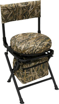 360 Degree Swivel Hunting Chair for Ground Blinds, Folding Hunting Seat, Fishing Chair, Lightweight, Portable, Padded Cushion for Dove Deer Hunting, Fishing, Camping(No. 3 Reed Camo)
