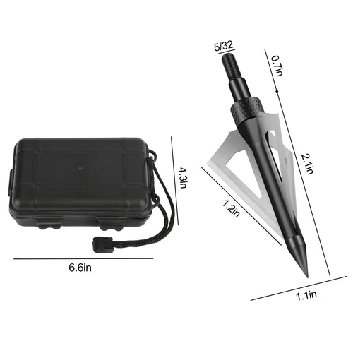 12 Pcs Hunting Broadheads, 3 Blades Archery Broadheads 100 Grain Hunting Screw-In Arrow Tips Compatible with Crossbow and Compound Bow