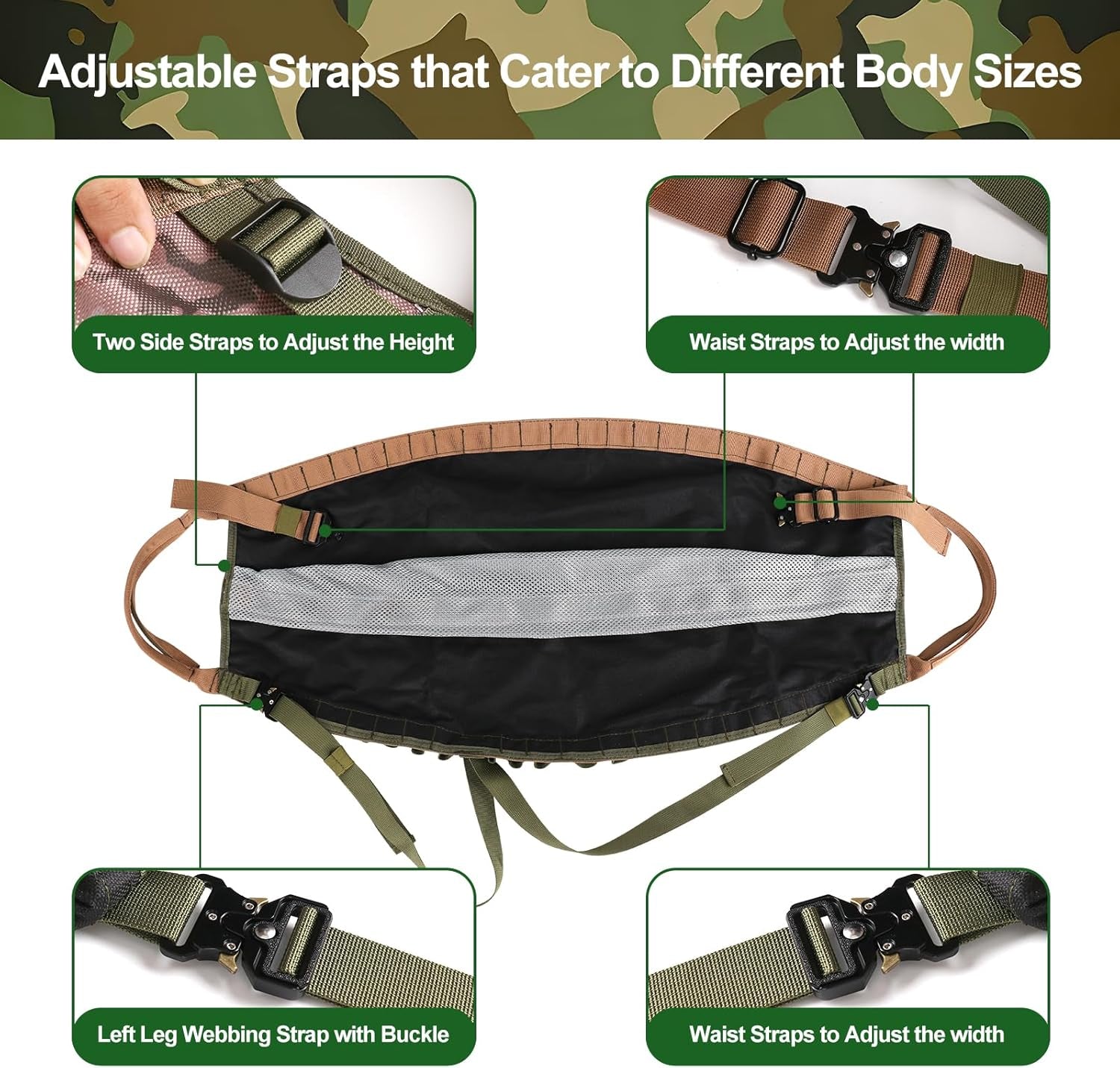 Hunting Saddle,Hammock Saddle Hunting,Comfortable Saddle Hunting System,Hammock Hunting Saddle,Lightweight Padded Seat Includes Adjustable Bridge, Essential Tree Stand Accessories