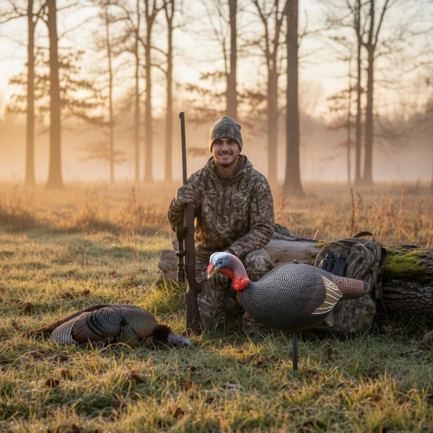 Collapsible Turkey Decoy for Hunting - Durable Realistic Lifelike Lightweight Standing Hunting Decoy with Stake for Field Forest Wood Ground Outdoor