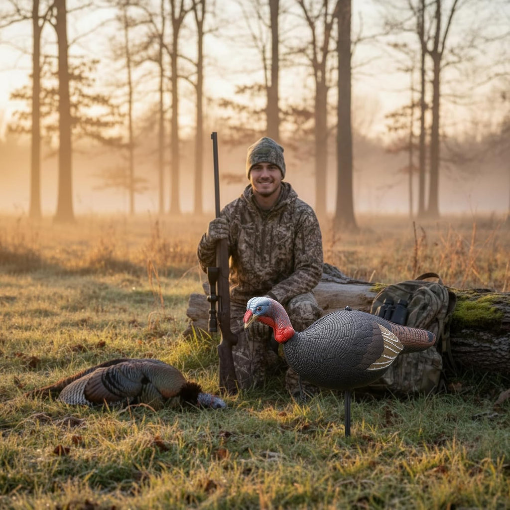 Collapsible Turkey Decoy for Hunting - Durable Realistic Lifelike Lightweight Standing Hunting Decoy with Stake for Field Forest Wood Ground Outdoor