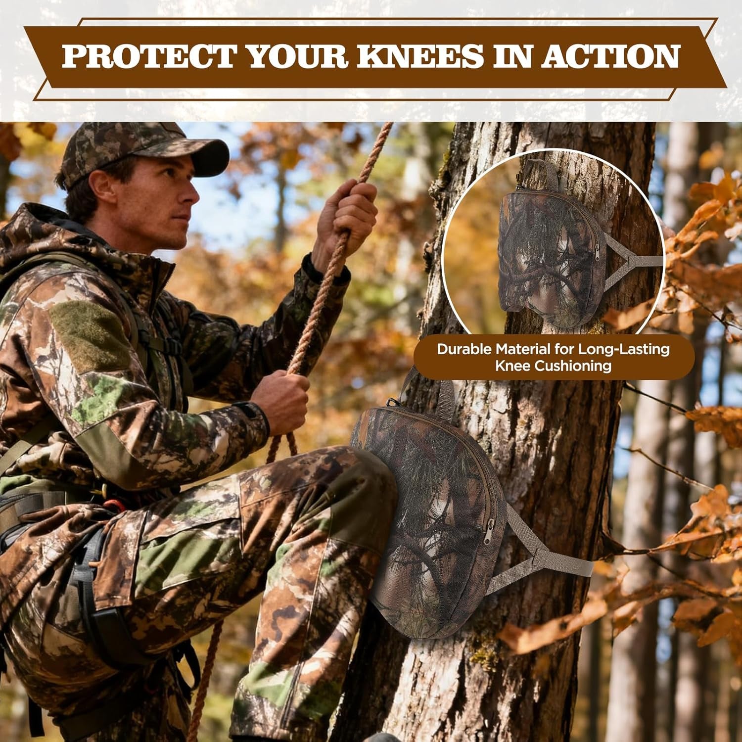 Saddle Hunting Knee Pads,Portable Hunting Seat Cushion,Tree Saddle Hunting Seat Pad Accessories Kit,Lightweight Outdoor Cushion for Hunting,Camping,Stadium,Fishing
