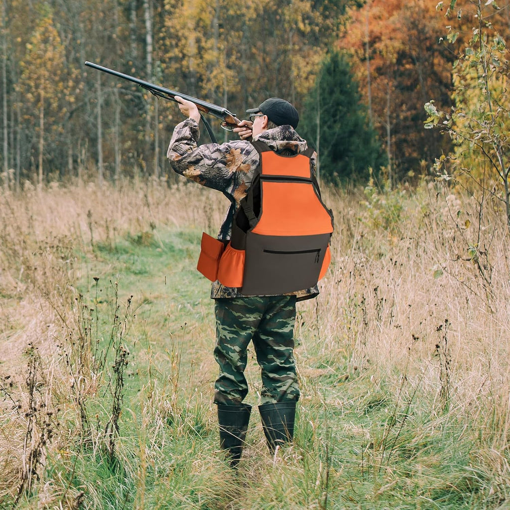 Upland Hunting Vest Backpack Adjustable Upland Bird Game Vest for Men Orange Hunting Vest for Outdoor Pheasant Hunting