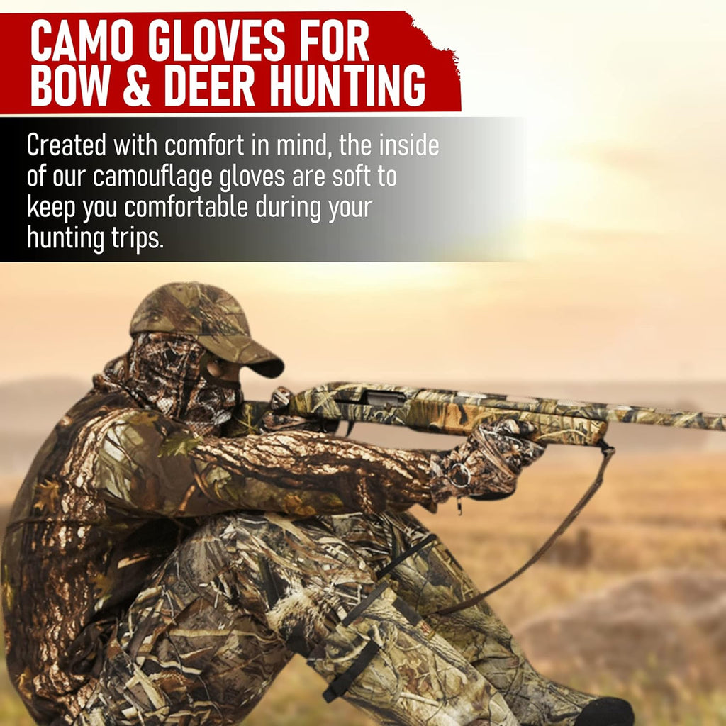 Men’S Camo Touchscreen Hunting Gloves – Lightweight, Thin, High-Performance Hunting Gear – L/XL