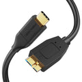 USB C to Micro B Short Cable 1FT, 10G Micro B to USB C External Hard Drive Cable for Iphone 15/16/17,Samsung Galaxy S24,Seagate WD Westgate My Passport,Macbook Pro/Air, Ipad/Tablet,Black