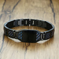 Engravable Dragon Scorpion Wolf Carbon Fiber Male Bracelets Personalize Men ID Bracelet Stainless Steel Jewelry to Father Gift