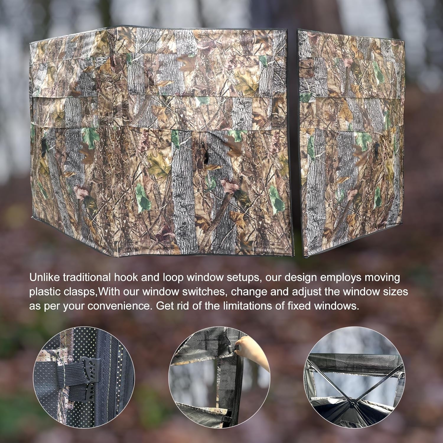 Hunting Blind 3-Panel Ground Blind with Carrying Bag Portable Hunting Ground Blinds for Deer Waterfowl Turkey Hunting