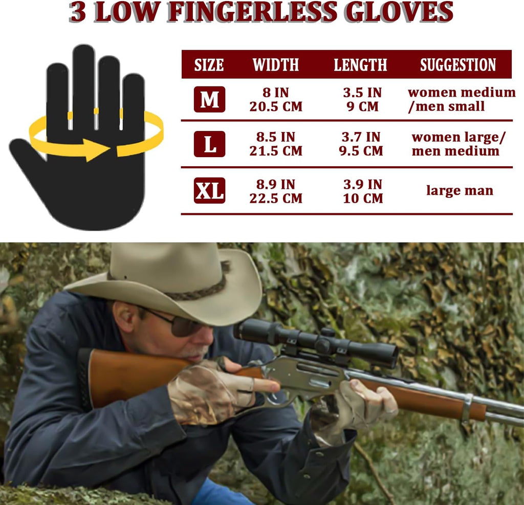Camo Hunting Gloves Fingerless Turkey Hunting Glove Lightweight Anti-Slip Fishing Gloves Outdoor Hunting Camouflage Gear Archery Accessories for Men Women