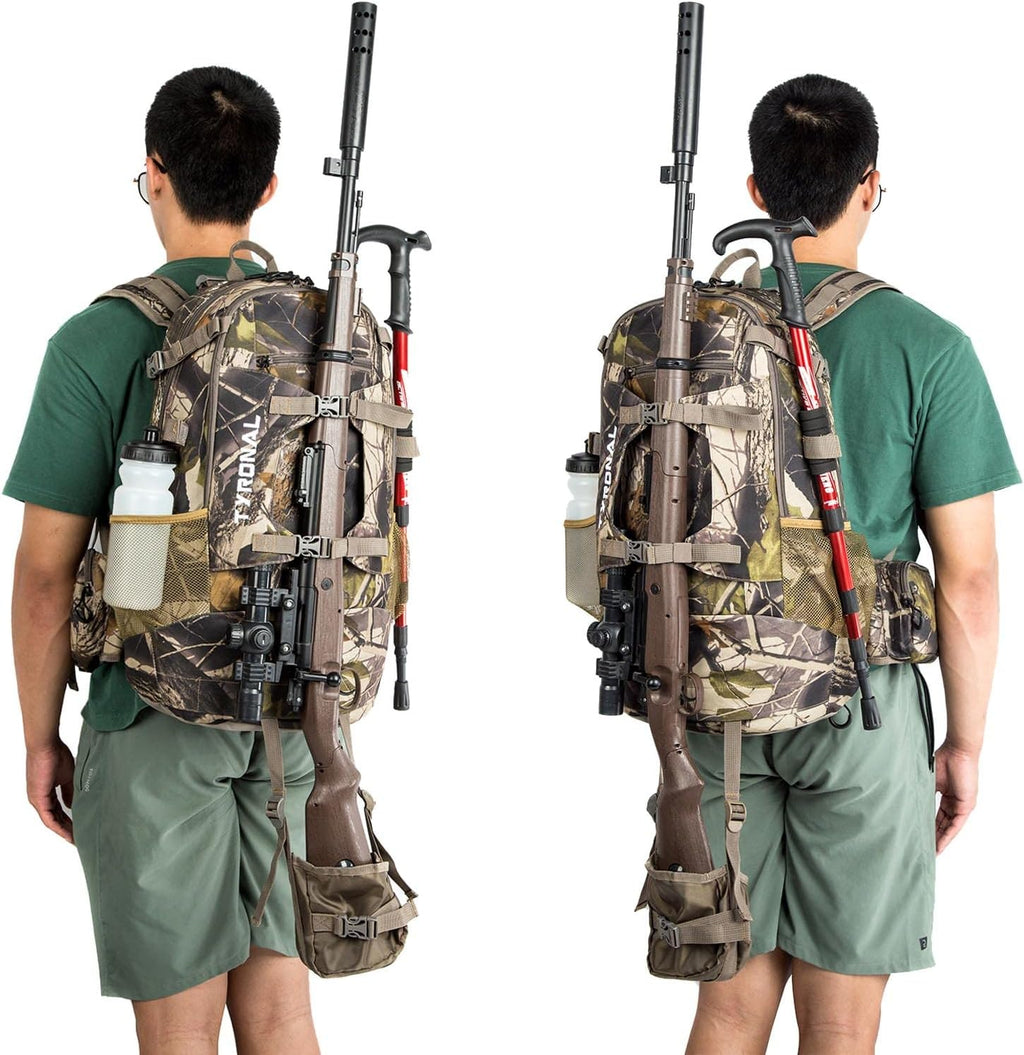 Hunting Backpack Outdoor Gear Hunting Pack with Bow and Rifle Carry System for Hunting. (Camo-Green)