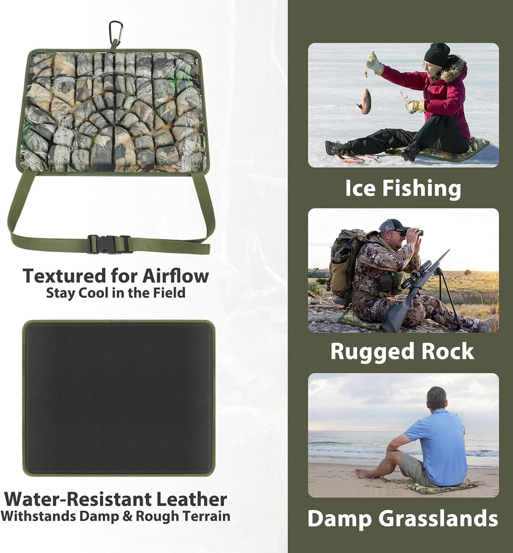 Hunting Seat Cushion, Memory Foam Silent Lightweight Camo Tree Stand Seat Cushion, Portable Insulated Dirty Proof Hunting Cushion Pad for Camping, Stadium, Deer Stand, Fishing