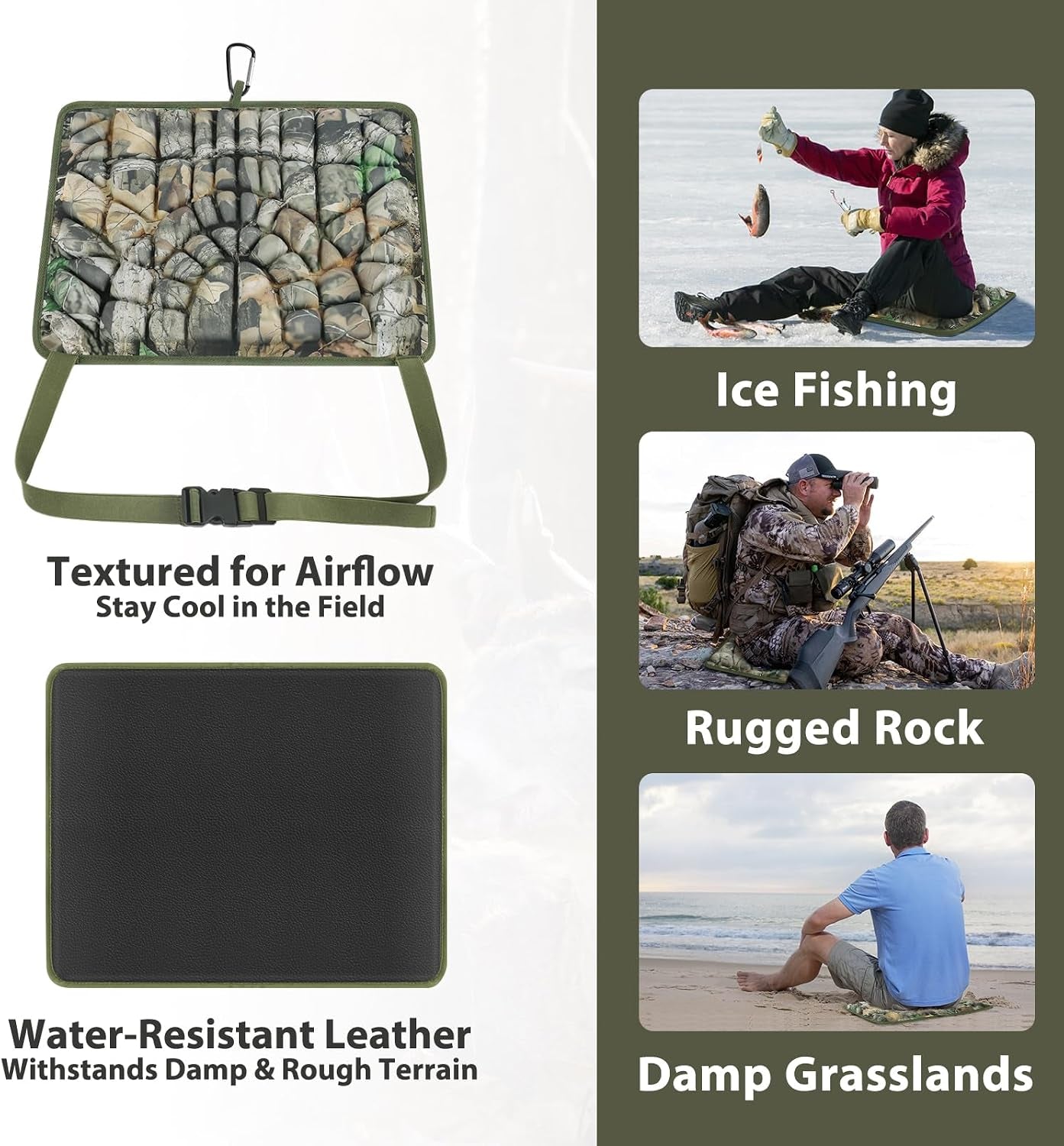Hunting Seat Cushion, Memory Foam Silent Lightweight Camo Tree Stand Seat Cushion, Portable Insulated Dirty Proof Hunting Cushion Pad for Camping, Stadium, Deer Stand, Fishing