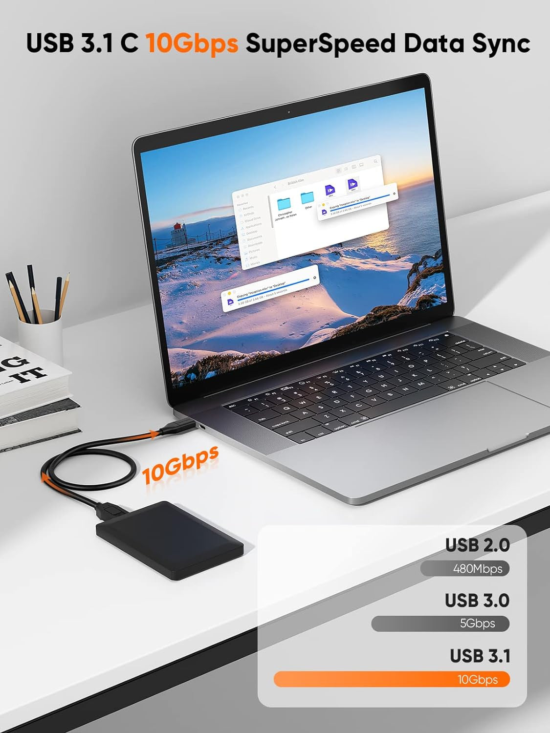 USB C to Micro B Short Cable 1FT, 10G Micro B to USB C External Hard Drive Cable for Iphone 15/16/17,Samsung Galaxy S24,Seagate WD Westgate My Passport,Macbook Pro/Air, Ipad/Tablet,Black