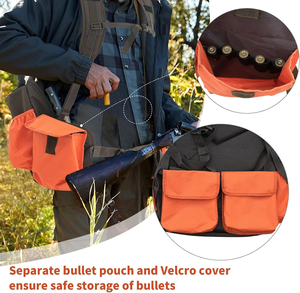 Upland Hunting Vest Backpack Adjustable Upland Bird Game Vest for Men Orange Hunting Vest for Outdoor Pheasant Hunting