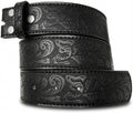 Western Leather Belt Strap - 1.5” Wide with Embossed Scrollwork without Buckle for Men & Women, Cowboy/Cowgirl Style