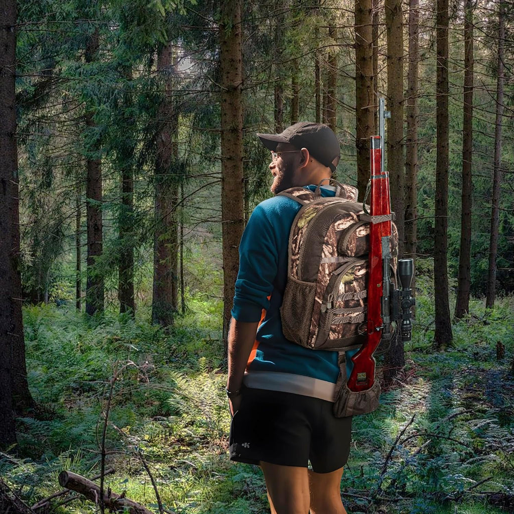 Hunting Backpack, Camo Outdoor Hunting Pack for Bow or Rifle with Holder for Hunting, Camping, Hiking