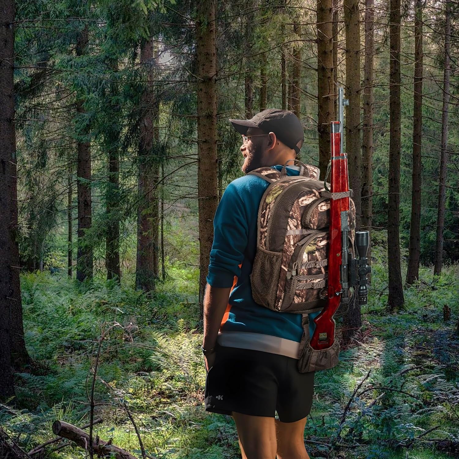 Hunting Backpack, Camo Outdoor Hunting Pack for Bow or Rifle with Holder for Hunting, Camping, Hiking