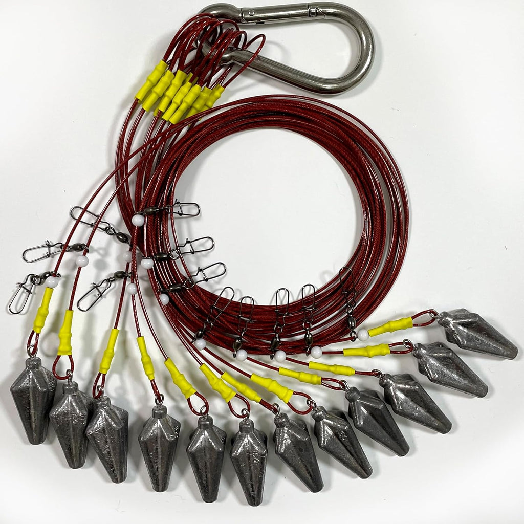 Duck Decoy Weights, Pre-Rigged Hunting Anchors, Stainless Steel Wirerope and Coated, Stainless Swivel and Carabiners, Geese and Duck Hunting, Waterfowl Hunting.