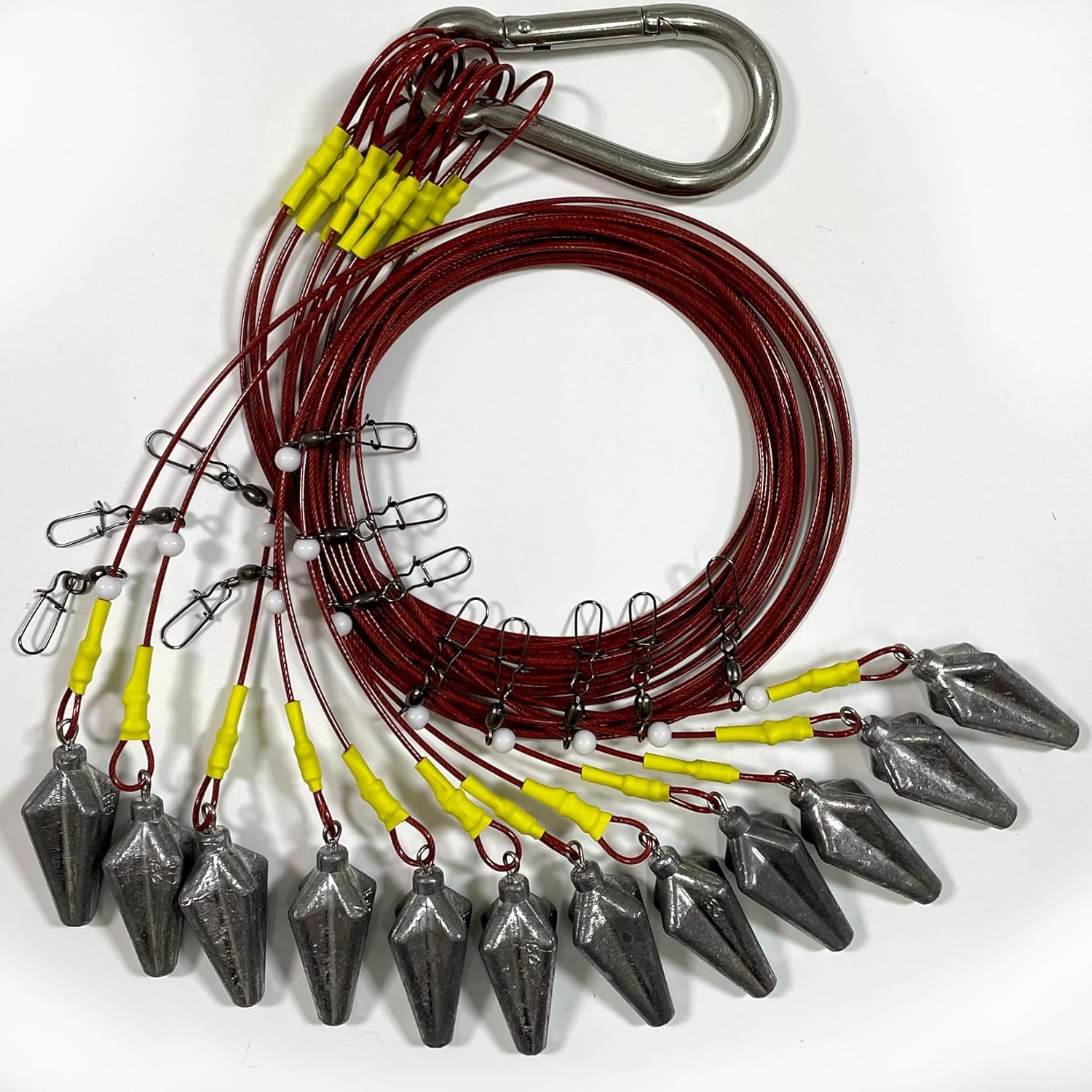 Duck Decoy Weights, Pre-Rigged Hunting Anchors, Stainless Steel Wirerope and Coated, Stainless Swivel and Carabiners, Geese and Duck Hunting, Waterfowl Hunting.