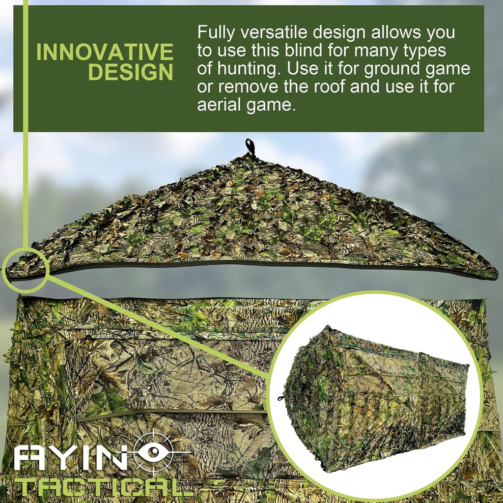 See Trough Pop up Hunting Blind, See Thru Ground Blind - Essential Hunting Tent for Deer, Portable and Easy Setup, Ideal Hunting Essentials, Durable and Concealed Ground Blind
