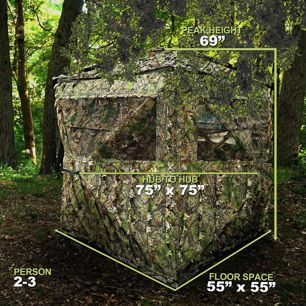 See Trough Pop up Hunting Blind, See Thru Ground Blind - Essential Hunting Tent for Deer, Portable and Easy Setup, Ideal Hunting Essentials, Durable and Concealed Ground Blind