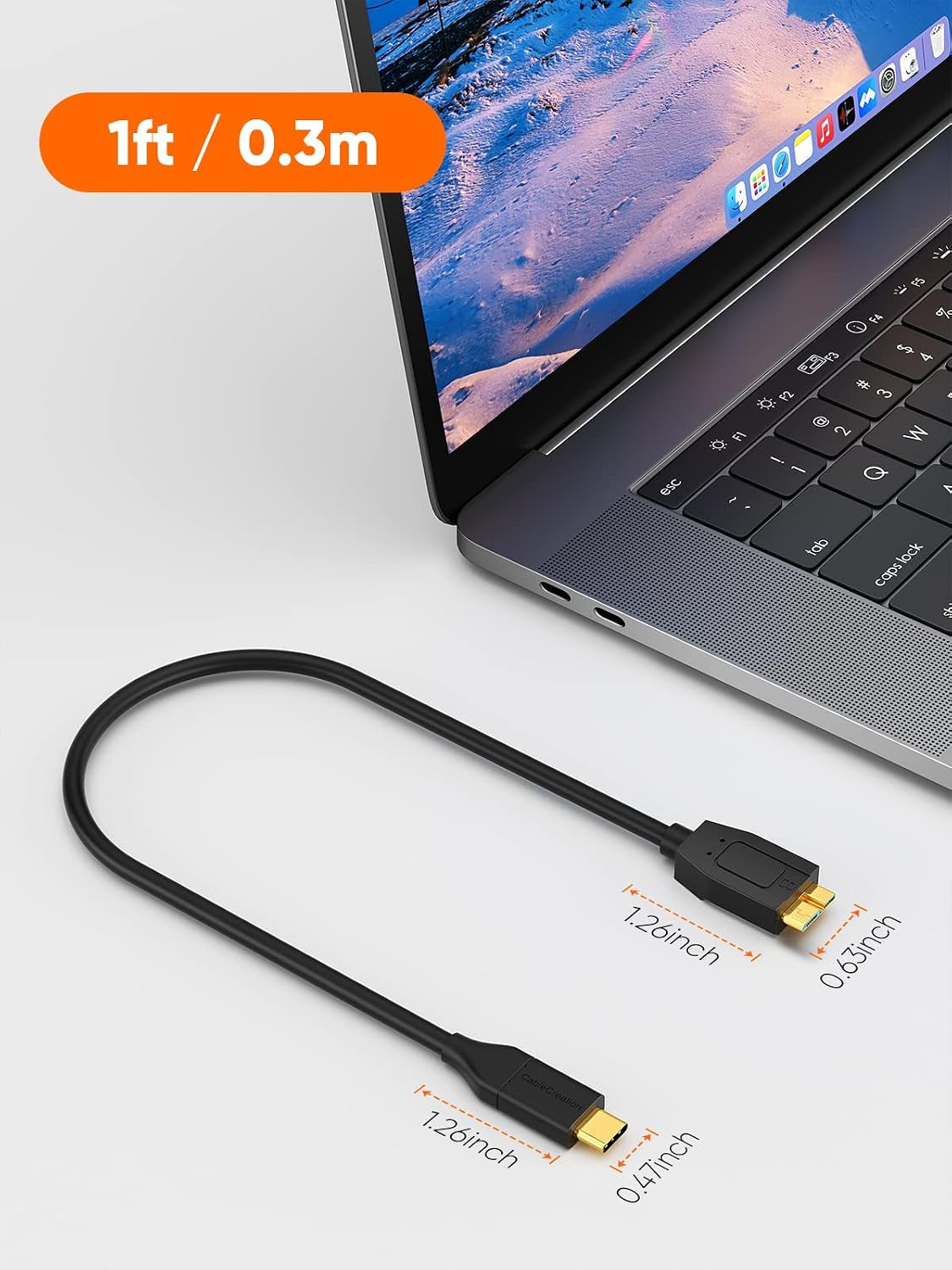 USB C to Micro B Short Cable 1FT, 10G Micro B to USB C External Hard Drive Cable for Iphone 15/16/17,Samsung Galaxy S24,Seagate WD Westgate My Passport,Macbook Pro/Air, Ipad/Tablet,Black