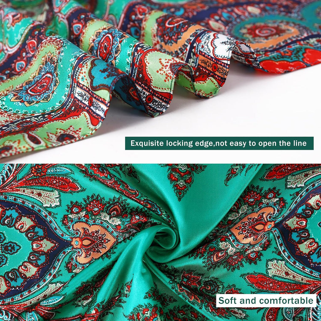 35 Inch Wild Rag Cowboy Scarves for Men, Large Rancher Neckerchief Silk Feel, Oversize Western Bandana Paisley