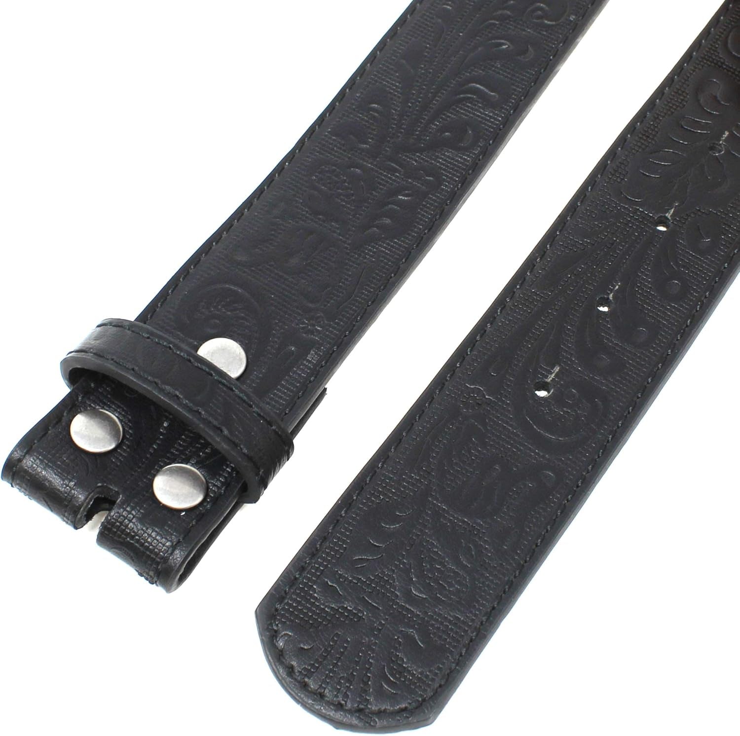 Western Leather Belt Strap - 1.5” Wide with Embossed Scrollwork without Buckle for Men & Women, Cowboy/Cowgirl Style