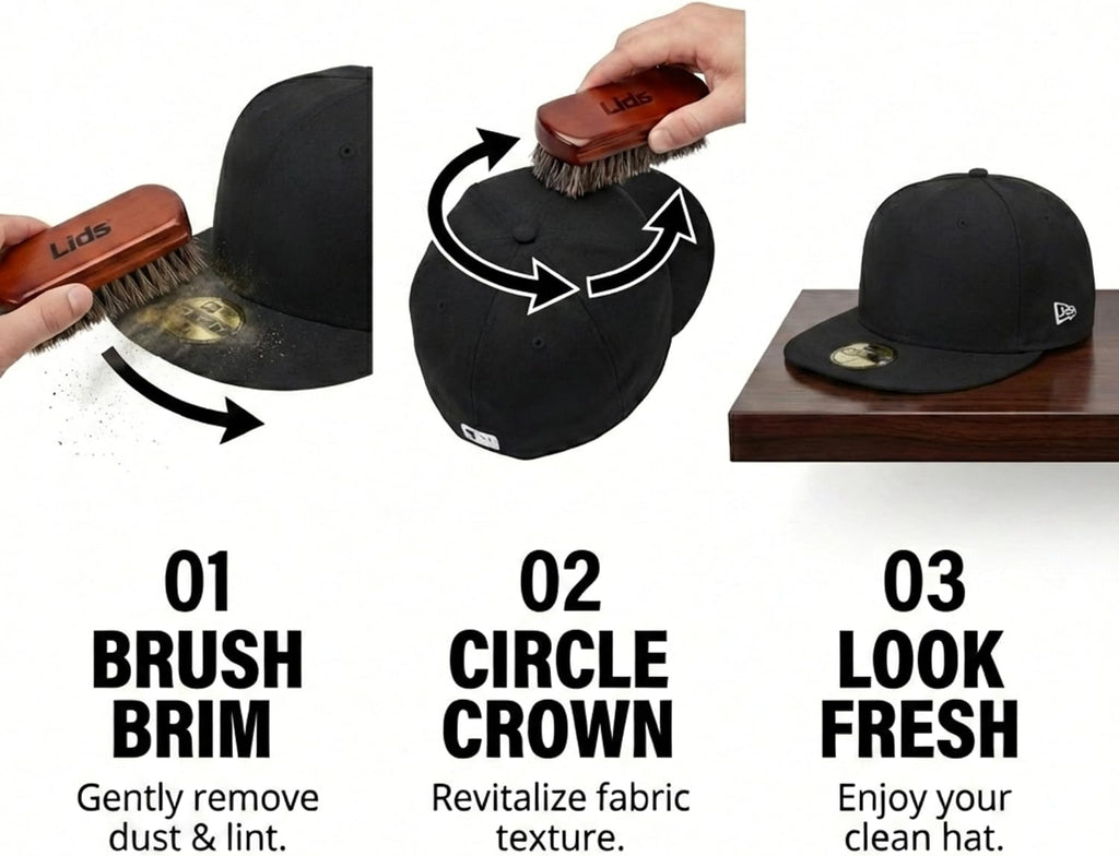 Premium Horsehair Hat Brush - Soft Bristle Wood Handle Felt Hat Cleaner - Professional Hat Brush Cleaning Removes Dust Stains Pet Hair from Cowboy, Felt, Wool Fedoras, Baseball Caps & Snapbacks