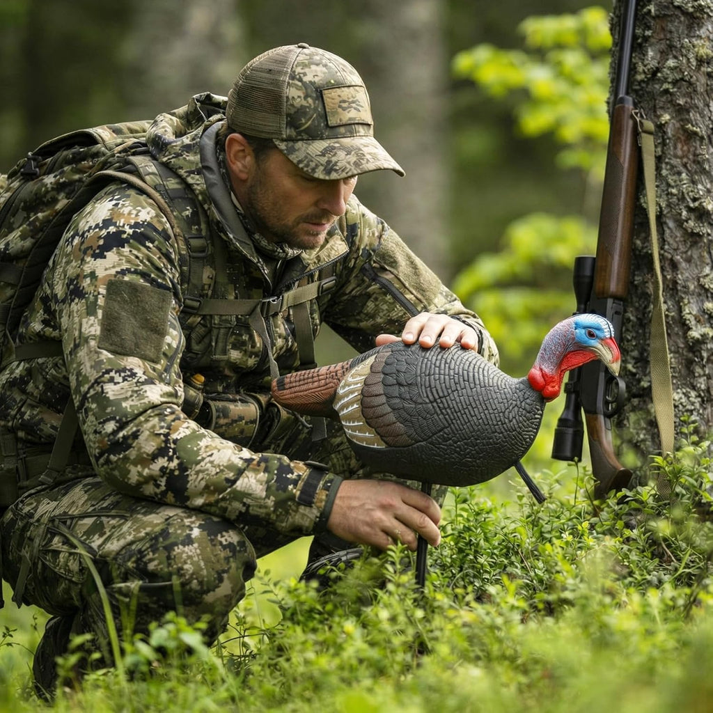 Collapsible Turkey Decoy for Hunting - Durable Realistic Lifelike Lightweight Standing Hunting Decoy with Stake for Field Forest Wood Ground Outdoor