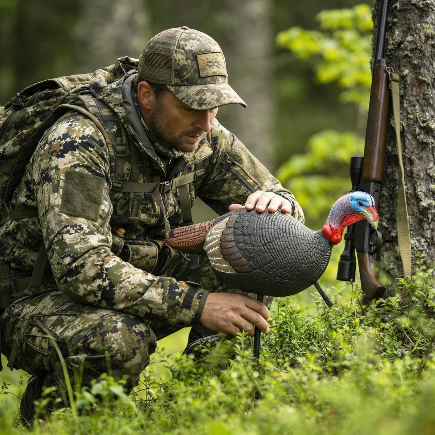 Collapsible Turkey Decoy for Hunting - Durable Realistic Lifelike Lightweight Standing Hunting Decoy with Stake for Field Forest Wood Ground Outdoor