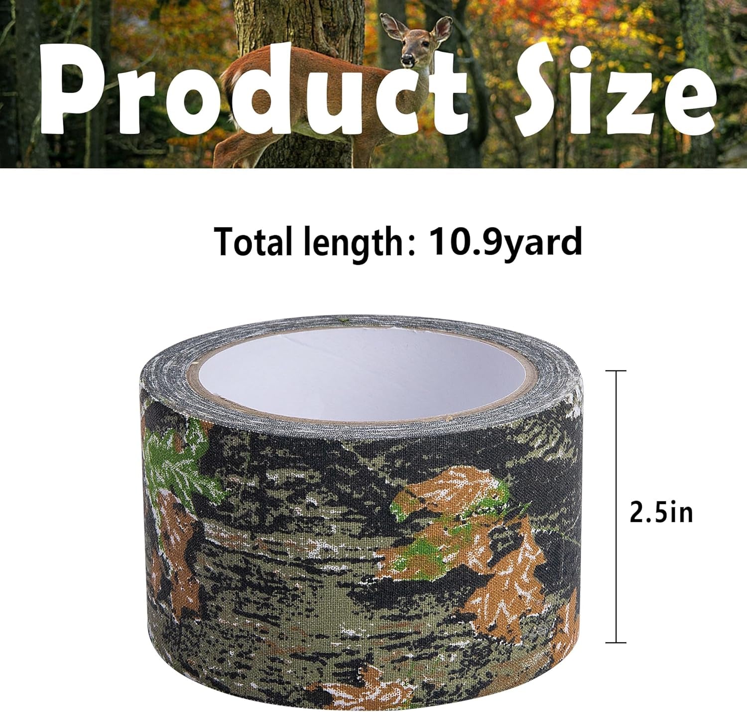 10.9 Yard Camo Stealth Silencing Tape- Hunting Camouflage Silencing Tape Wrap- Hunting Strong Adhesive Tape Bandage for Outdoor Hunting Camping Gear