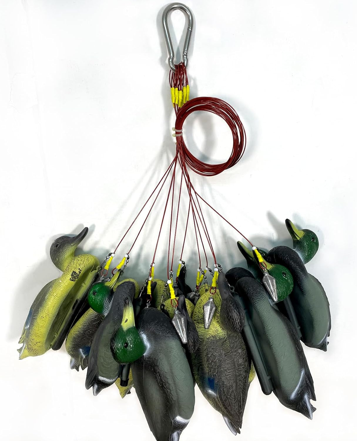 Duck Decoy Weights, Pre-Rigged Hunting Anchors, Stainless Steel Wirerope and Coated, Stainless Swivel and Carabiners, Geese and Duck Hunting, Waterfowl Hunting.