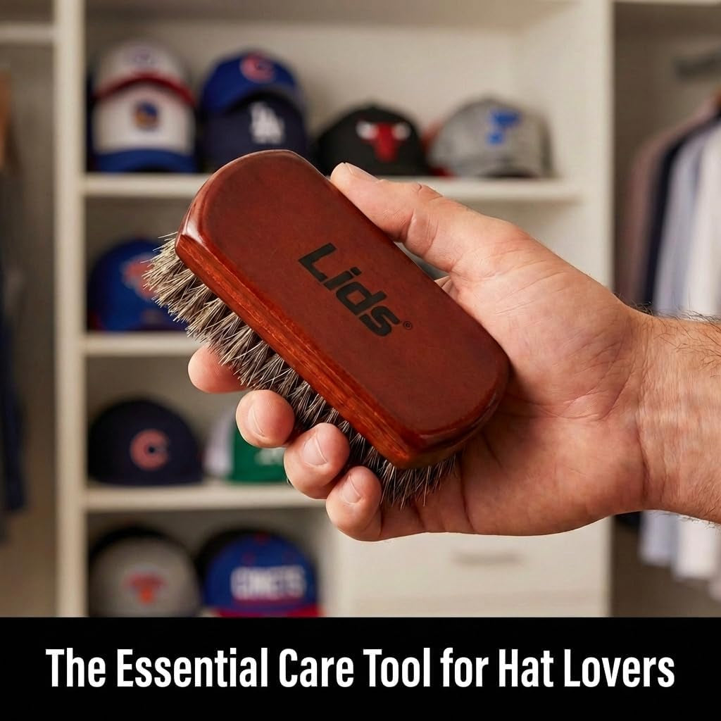 Premium Horsehair Hat Brush - Soft Bristle Wood Handle Felt Hat Cleaner - Professional Hat Brush Cleaning Removes Dust Stains Pet Hair from Cowboy, Felt, Wool Fedoras, Baseball Caps & Snapbacks