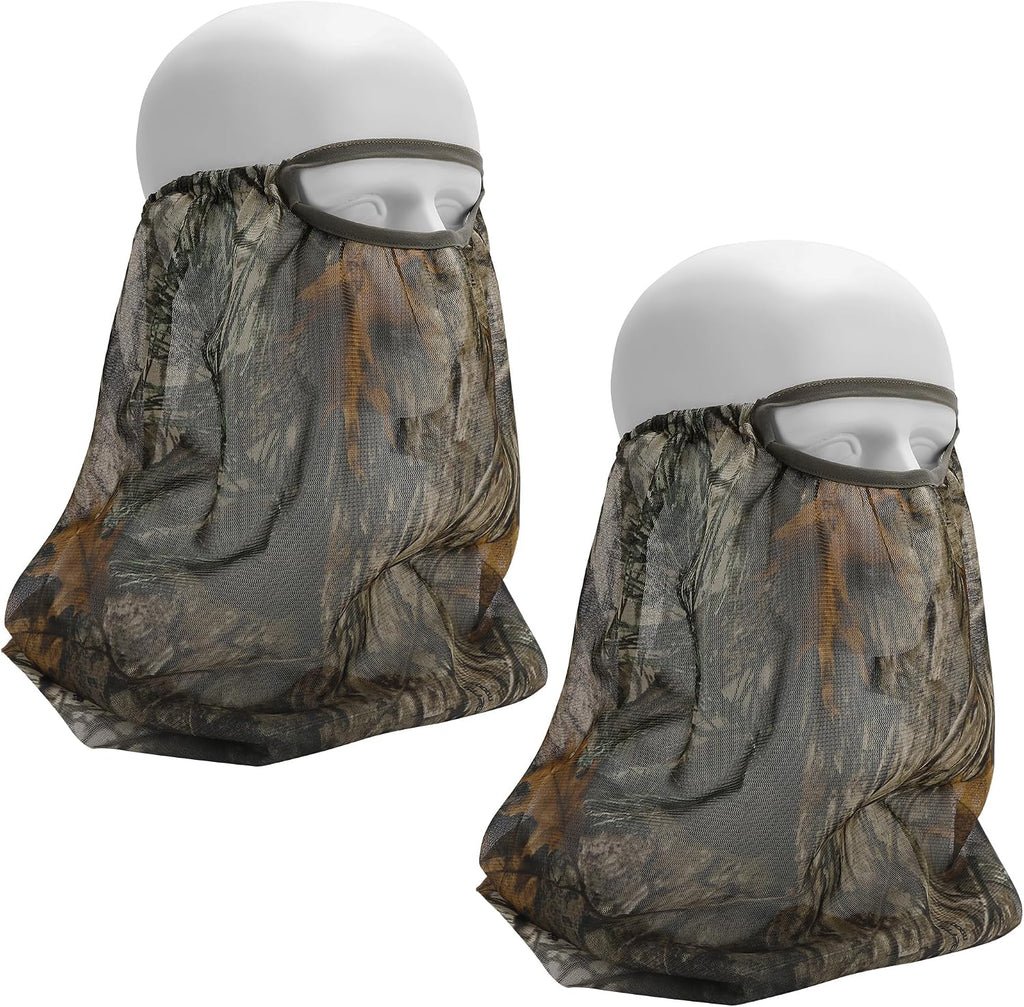 2 Pcs Camo Hunting Face Mask, Hunting Head Net Camouflage Balaclava, Adjustable Hunting Breathable Mesh Mask for Men