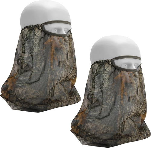 2 Pcs Camo Hunting Face Mask, Hunting Head Net Camouflage Balaclava, Adjustable Hunting Breathable Mesh Mask for Men