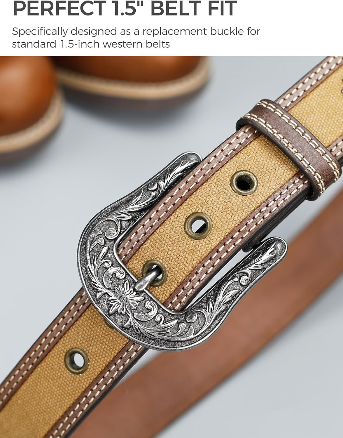 Western Belt Buckle - 1.5" Retro Cowboy Replacement Belt Buckle for Men & Women