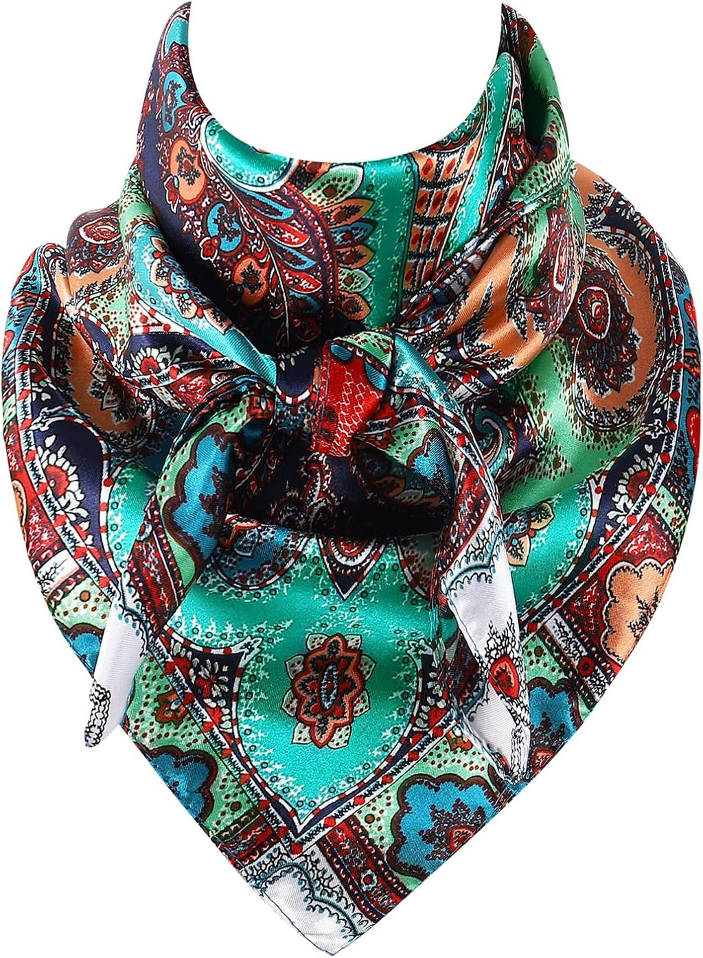 35 Inch Wild Rag Cowboy Scarves for Men, Large Rancher Neckerchief Silk Feel, Oversize Western Bandana Paisley