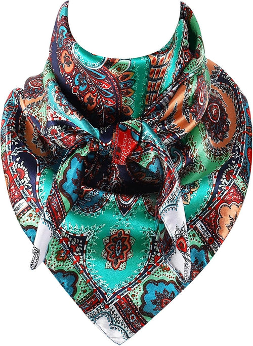 35 Inch Wild Rag Cowboy Scarves for Men, Large Rancher Neckerchief Silk Feel, Oversize Western Bandana Paisley