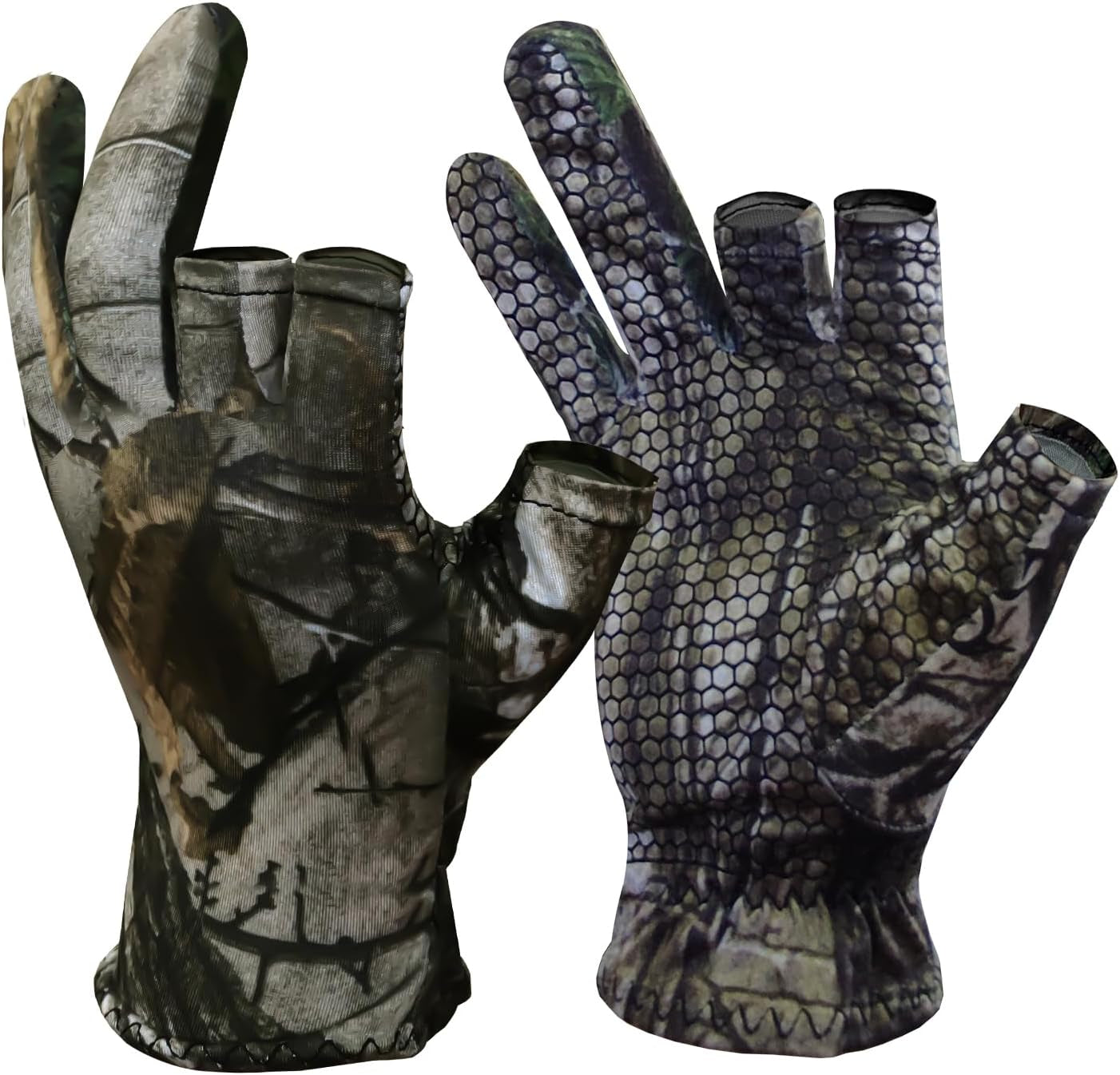 Camo Hunting Gloves Fingerless Turkey Hunting Glove Lightweight Anti-Slip Fishing Gloves Outdoor Hunting Camouflage Gear Archery Accessories for Men Women