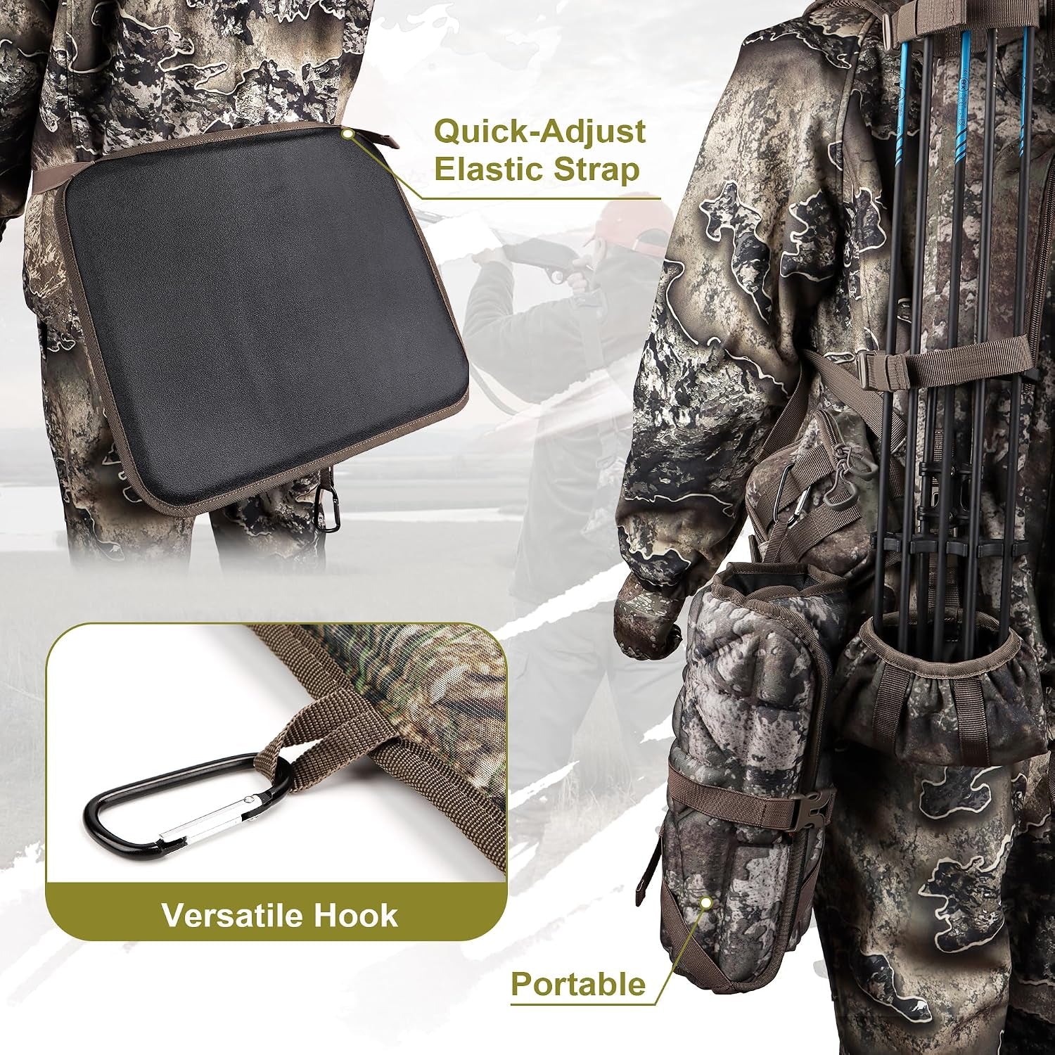 Hunting Seat Cushion - Silent Memory Foam Hunting Cushion for Saddle Platform, Lightweight Seat Pad for Outdoor Hunting Accessories