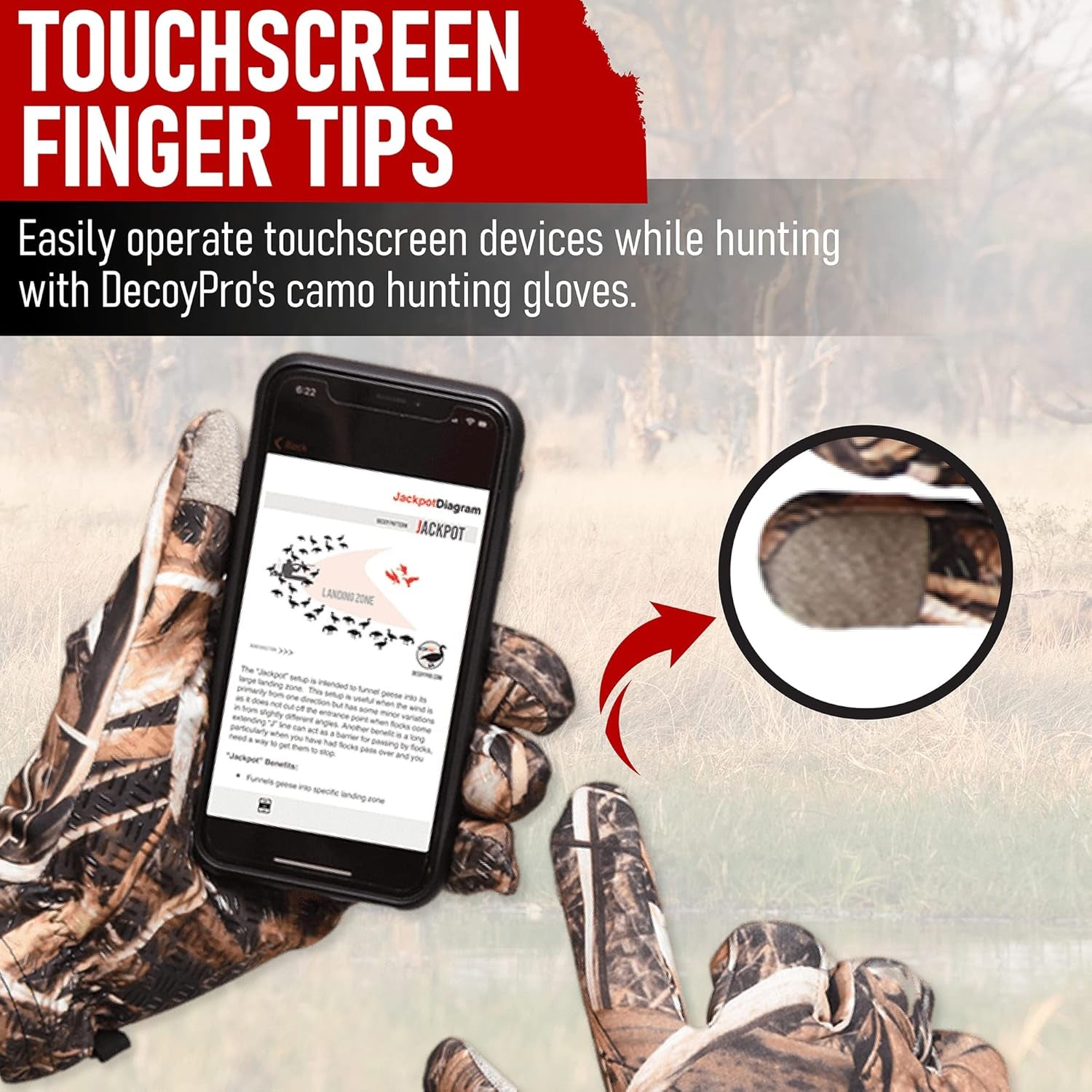 Men’S Camo Touchscreen Hunting Gloves – Lightweight, Thin, High-Performance Hunting Gear – L/XL