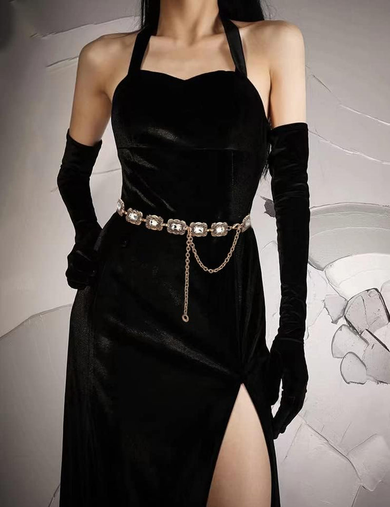 Western Metal Concho Belt for Women Cowgirl Chain Belts for Dresses Jeans Country Concert Outfit