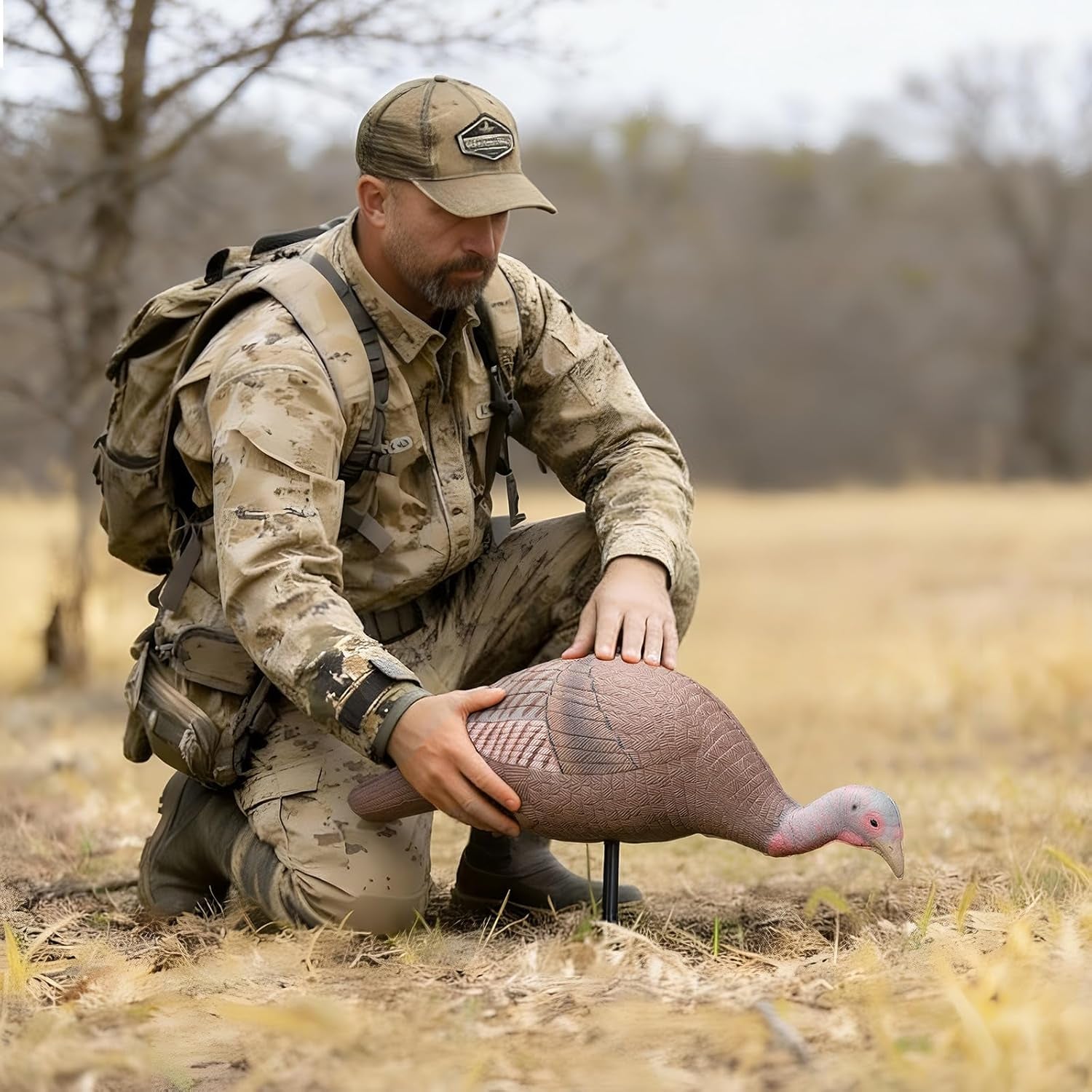 Collapsible Turkey Decoy for Hunting - Durable Realistic Lifelike Lightweight Standing Hunting Decoy with Stake for Field Forest Wood Ground Outdoor