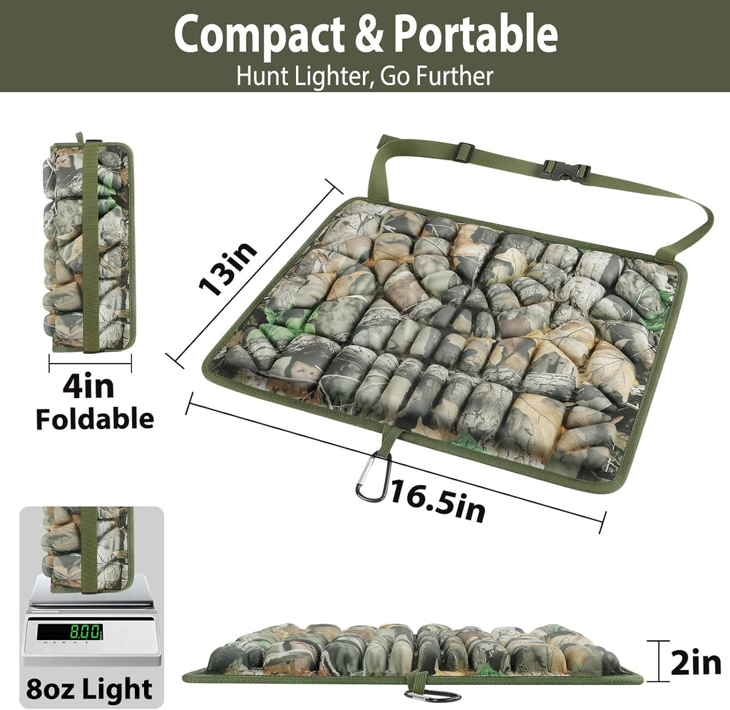 Hunting Seat Cushion, Memory Foam Silent Lightweight Camo Tree Stand Seat Cushion, Portable Insulated Dirty Proof Hunting Cushion Pad for Camping, Stadium, Deer Stand, Fishing