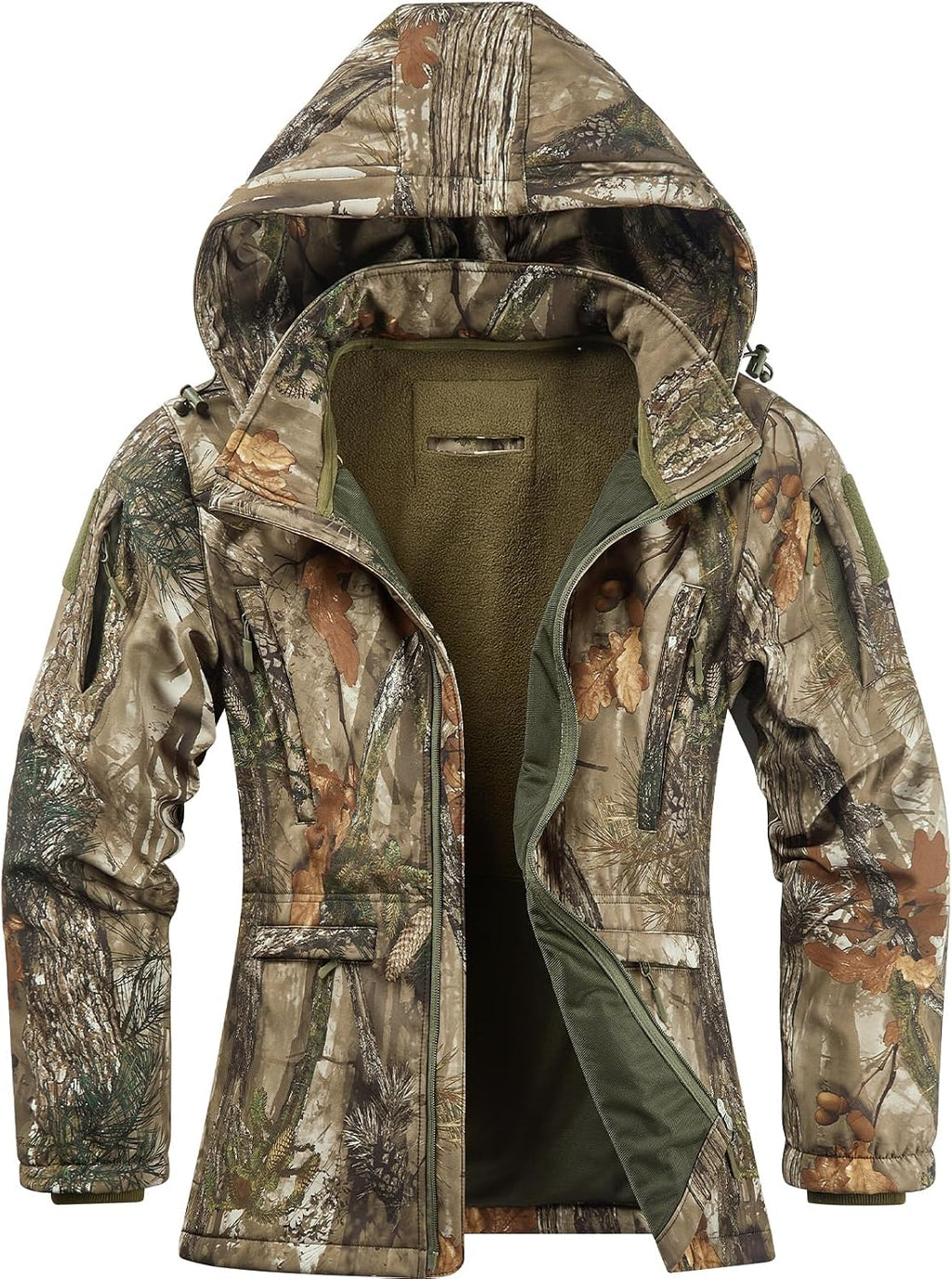 Womens Hunting Clothes, Upgraded Ultra-Quiet Water Resistant Camo Hunting Jacket for Duck Waterfowl Deer Hunting