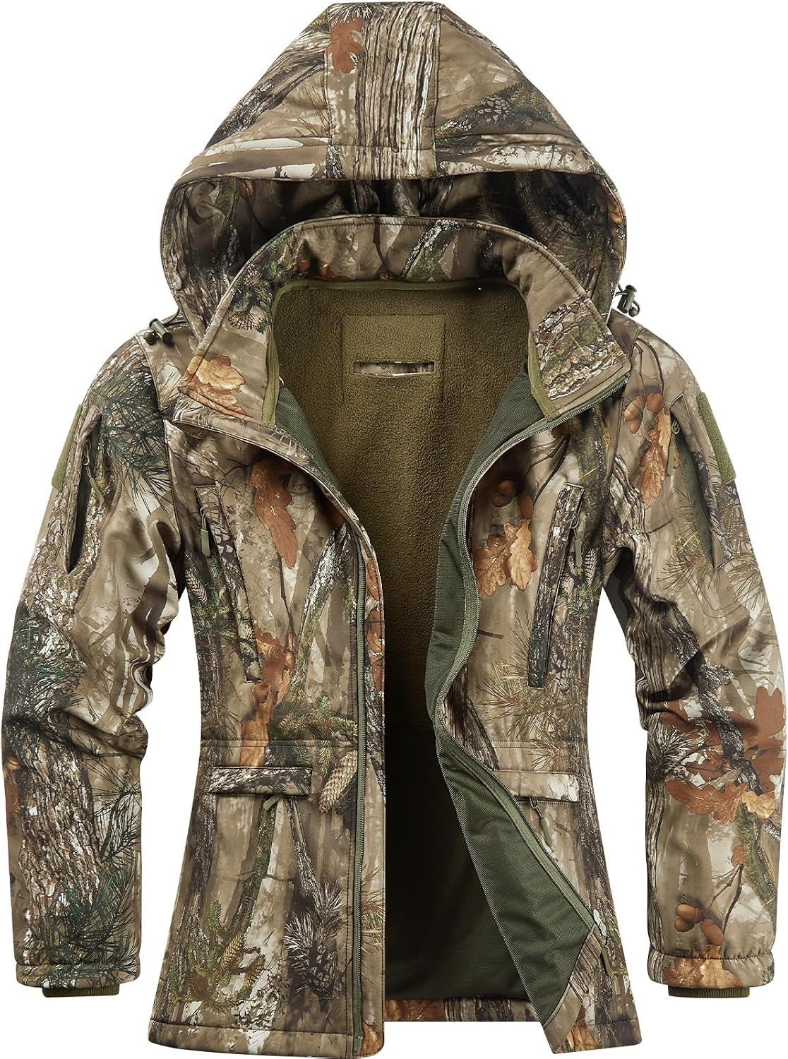 Womens Hunting Clothes, Upgraded Ultra-Quiet Water Resistant Camo Hunting Jacket for Duck Waterfowl Deer Hunting