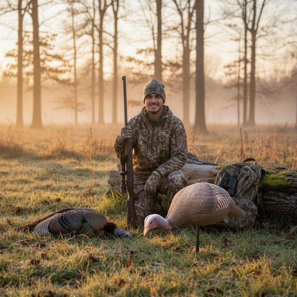 Collapsible Turkey Decoy for Hunting - Durable Realistic Lifelike Lightweight Standing Hunting Decoy with Stake for Field Forest Wood Ground Outdoor