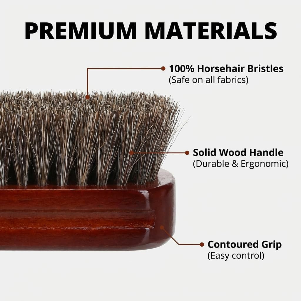Premium Horsehair Hat Brush - Soft Bristle Wood Handle Felt Hat Cleaner - Professional Hat Brush Cleaning Removes Dust Stains Pet Hair from Cowboy, Felt, Wool Fedoras, Baseball Caps & Snapbacks