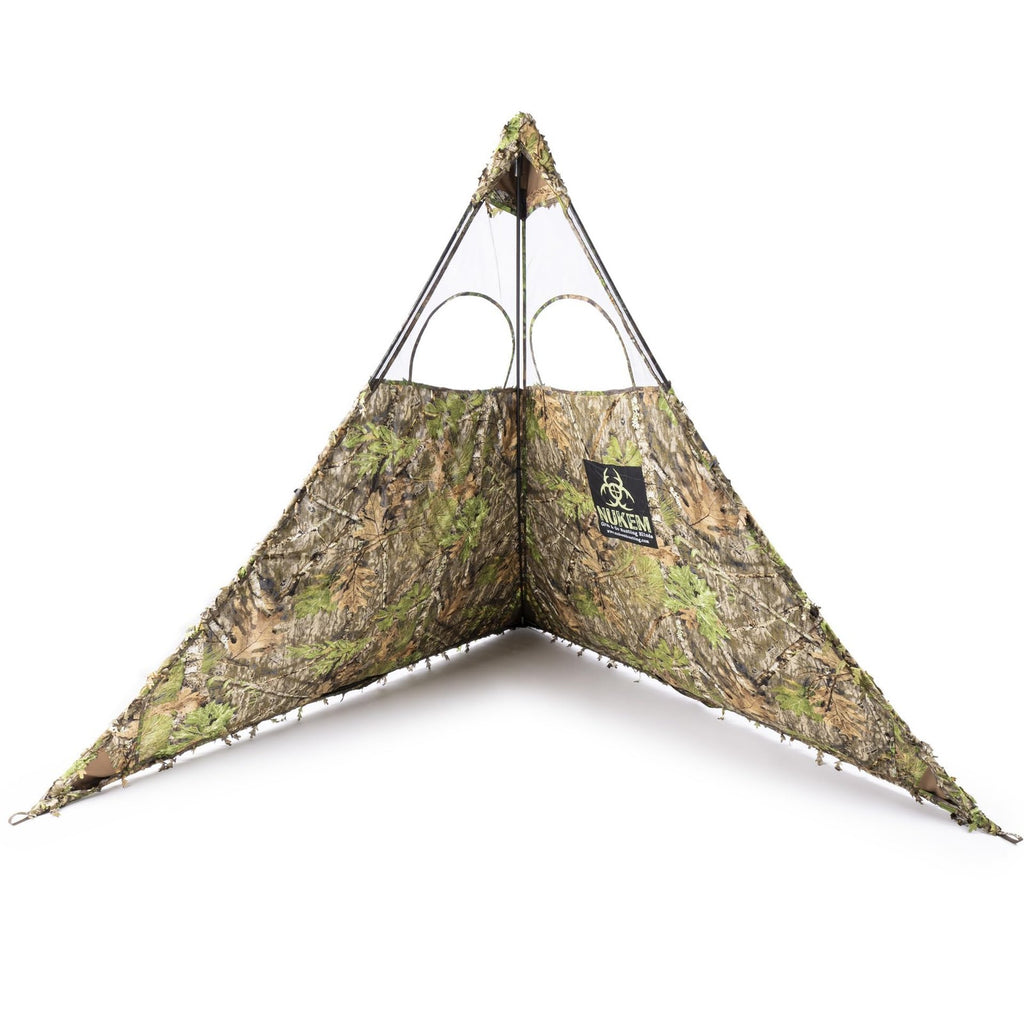 Nukem Grab Go XL Ground Blind Mossy Oak 3D Leafy Adjustable 2 Person Hunting ...